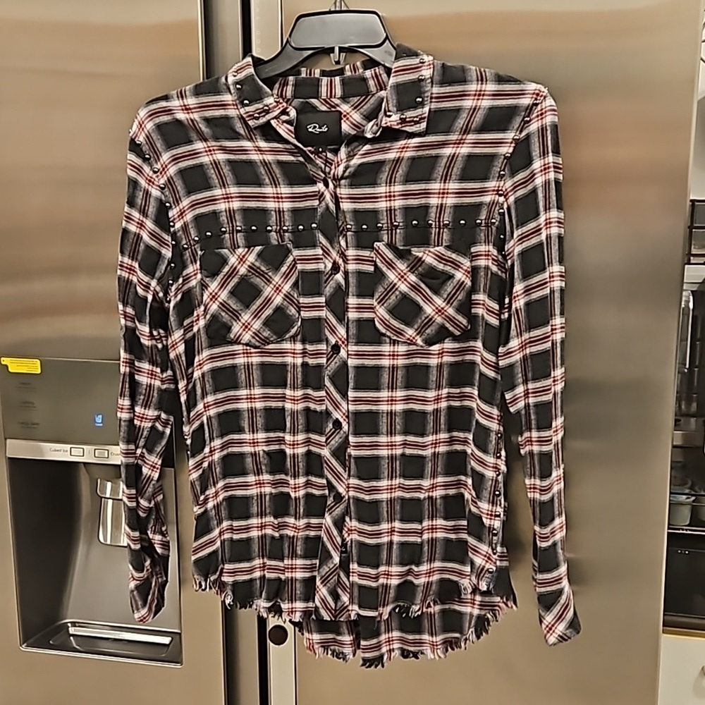 💕RAILS💕 Rex Plaid Button Down Shirt ~ Charcoal Berry Blush Small S NWT